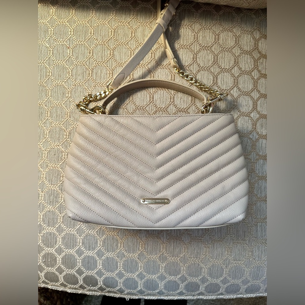 Rebecca Minkoff. Edie Chevron Quilted Satchel. 10.5 W x 6.25 H x 3.5 D - Picture 3 of 10